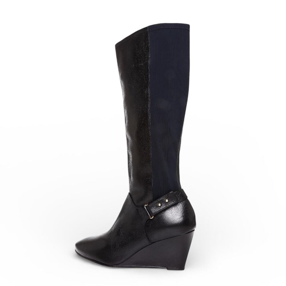Steven by Steve Madden Jaden Women's Black Leather Wedge Boot Size 10 M
